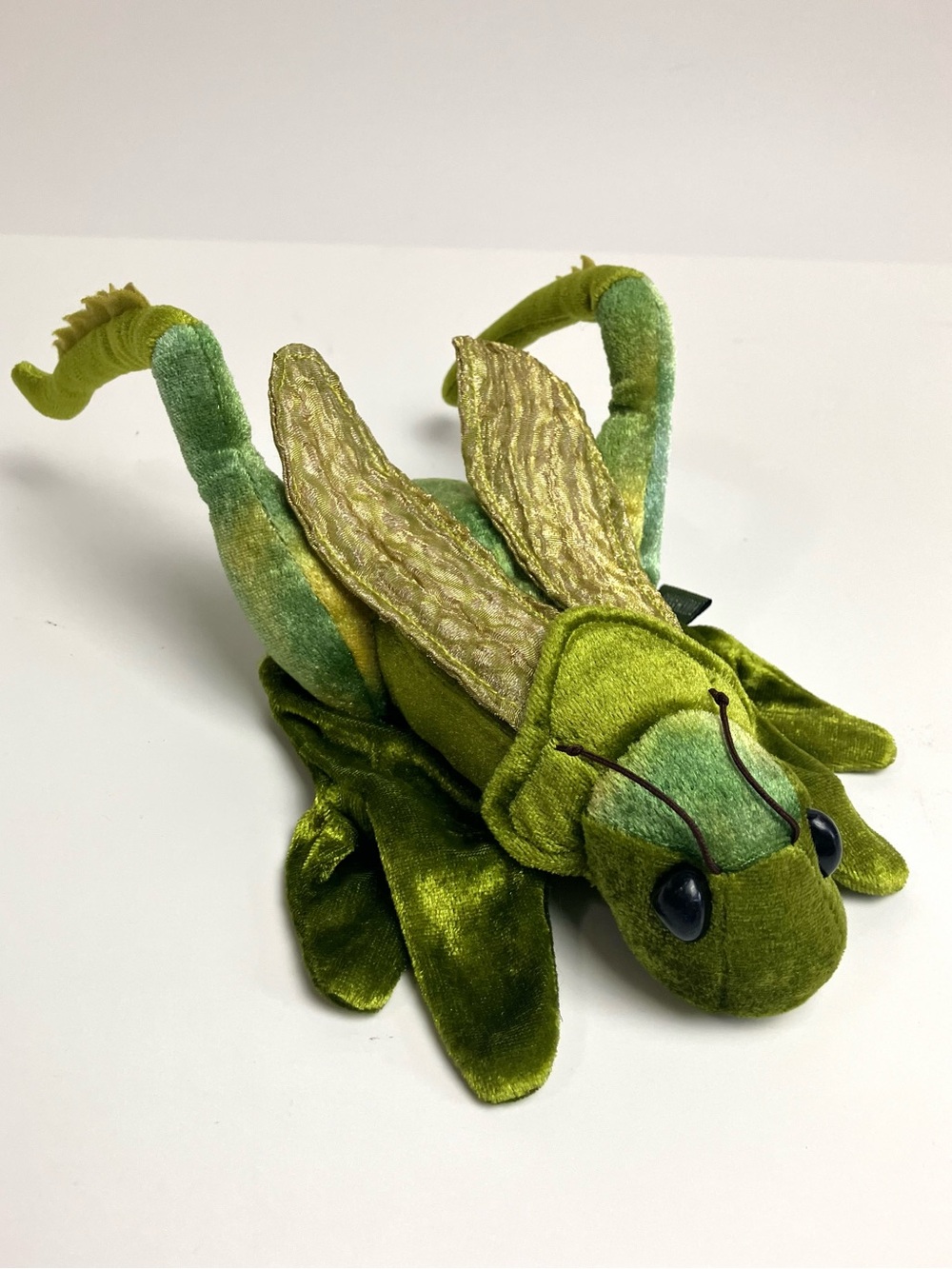 Folkmanis Grasshopper Hand Puppet Rare 10" Shiny Realistic Plush 2013 Nature
